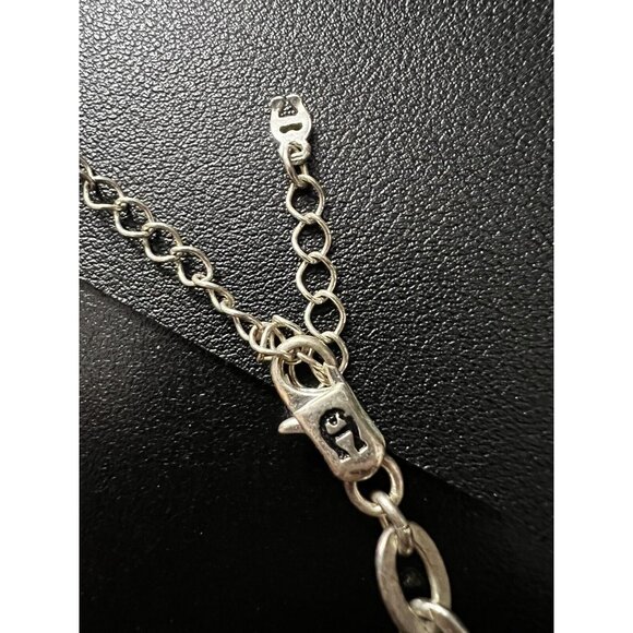 Silver Chain Necklace with Royal Blue Stones - Picture 5 of 6